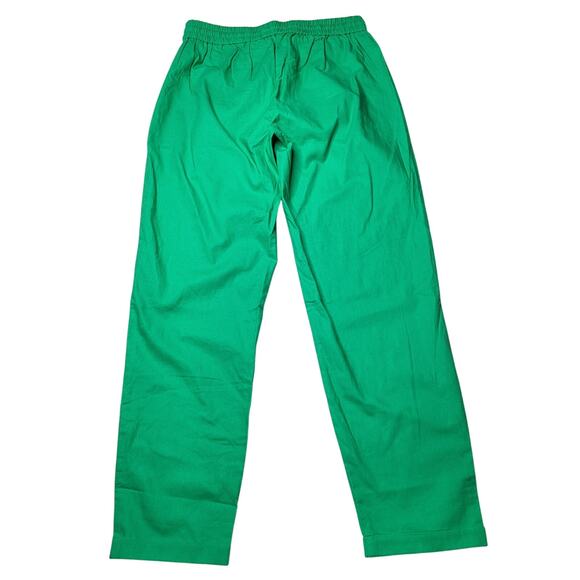 J Crew Tall Linen Cotton Blend Drawstring Pants Green Straight Leg Cuffed Hem 6T - Picture 4 of 9
